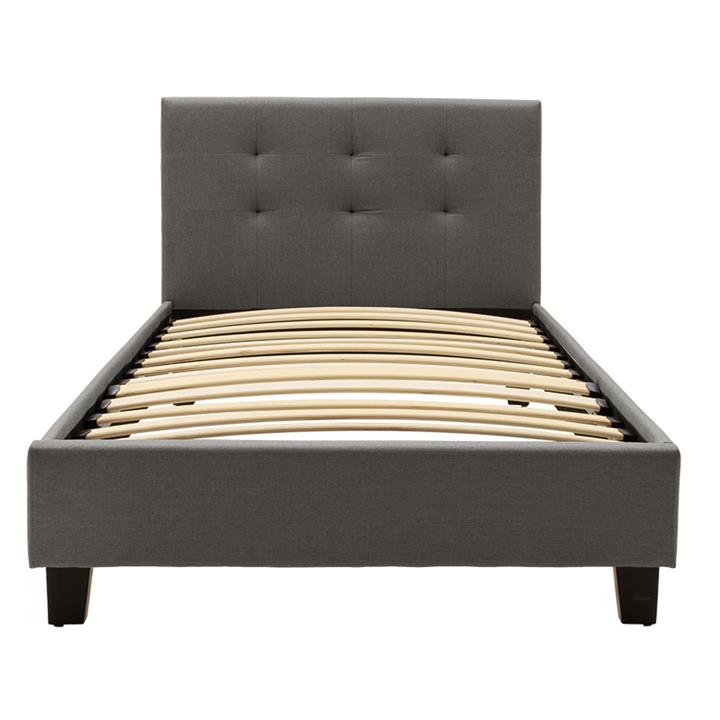 Bed Mago pakoworld in dark grey fabric 100x200cm