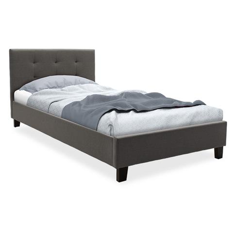 Bed Mago pakoworld in dark grey fabric 100x200cm