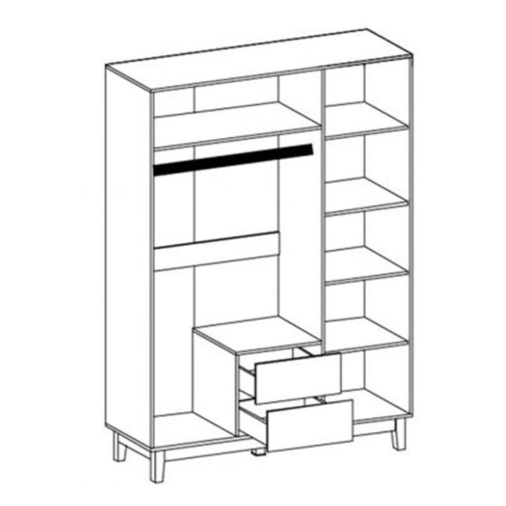 Wardrobe Awell pakoworld 3 doors color sonoma-white 153,5x54,5x216cm