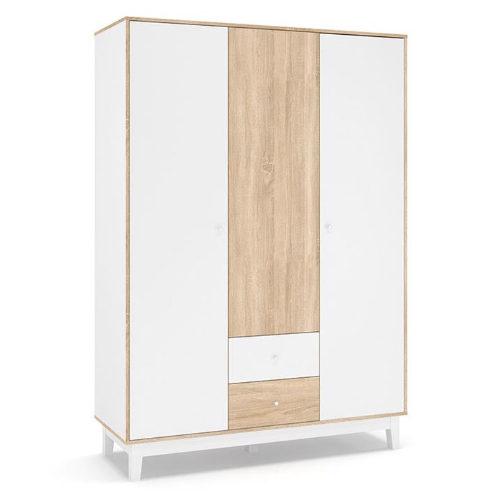 Wardrobe Awell pakoworld 3 doors color sonoma-white 153,5x54,5x216cm