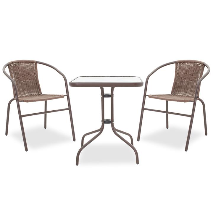 Obbi-Watson garden dining set 3pcs pakoworld metal-pe brown