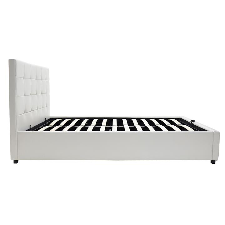 Double bed Roi pakoworld PU with storage space in white matte 160x200