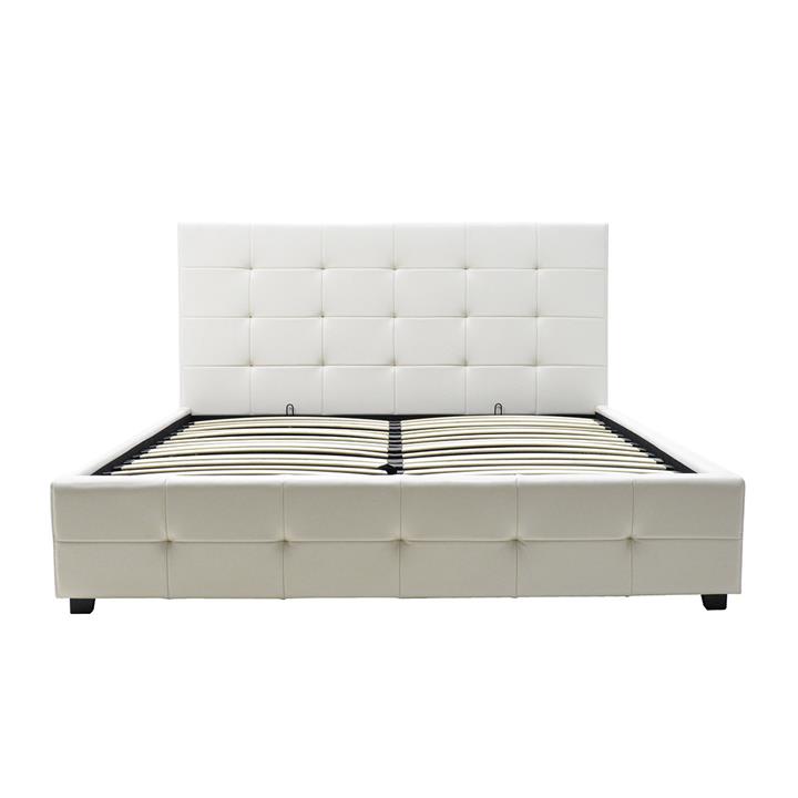 Double bed Roi pakoworld PU with storage space in white matte 160x200