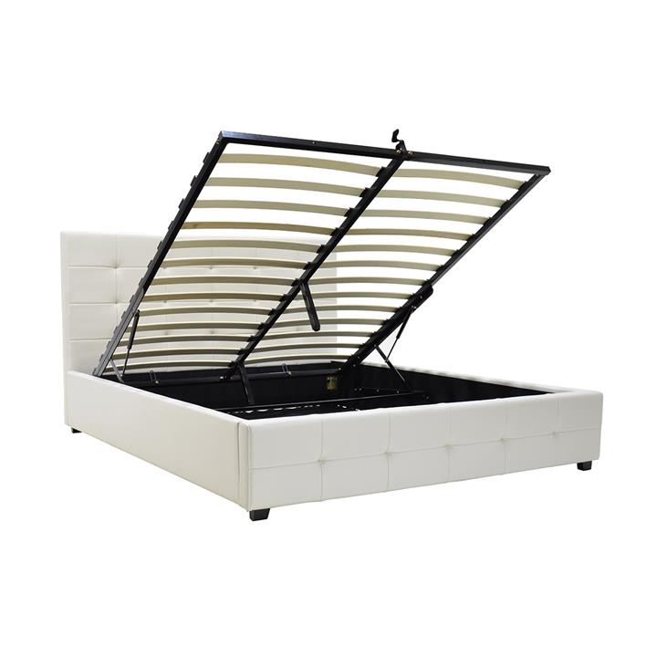 Double bed Roi pakoworld PU with storage space in white matte 160x200