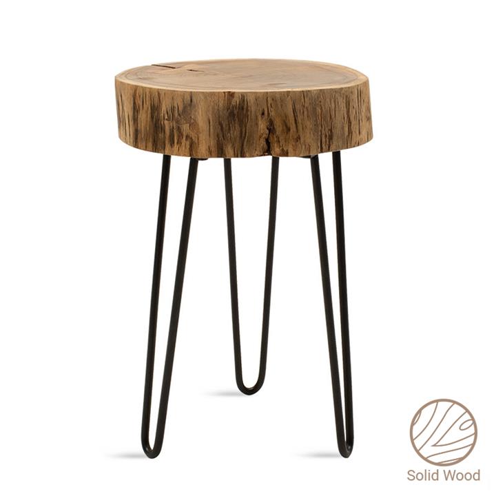 Side table Tripp pakoworld solid wood table 6.5-7cm walnut-legs black 32x30x47cm