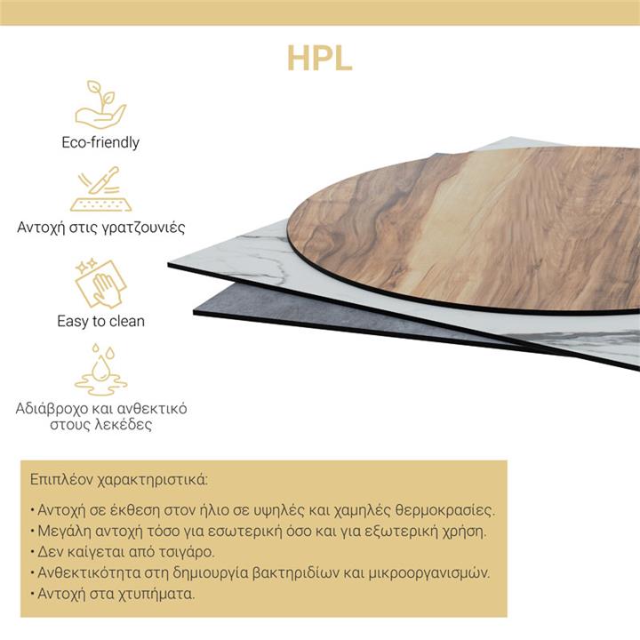 Table surface PWH-0003 pakoworld HPL grey cement D69cm