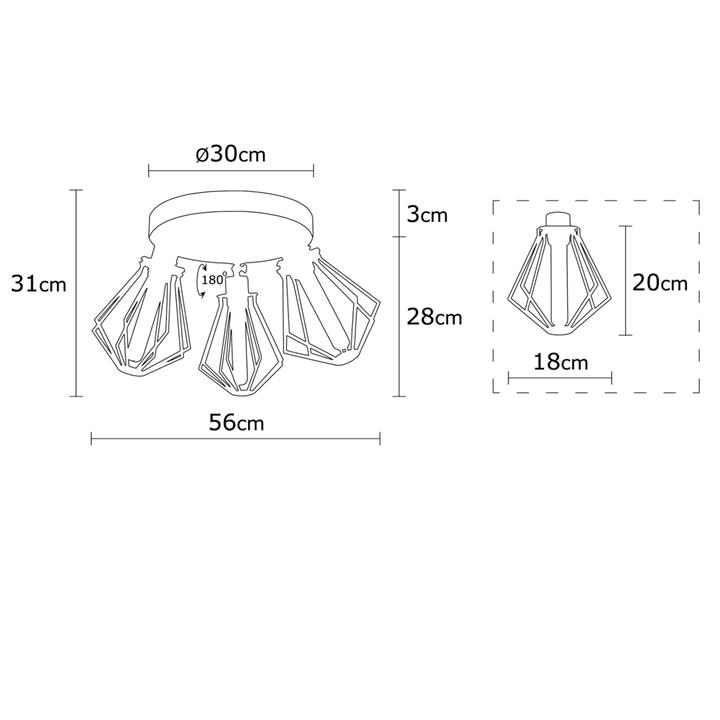PENDANT LIGHT METALLIC BLACK HM7243 Φ56x31 cm.