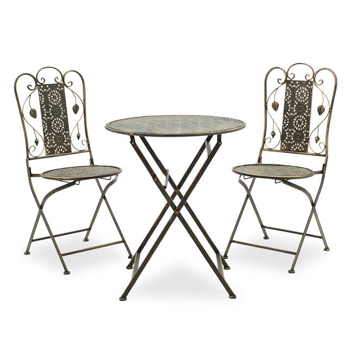 Drill pakoworld garden dining set 3pcs in copper antique color metal