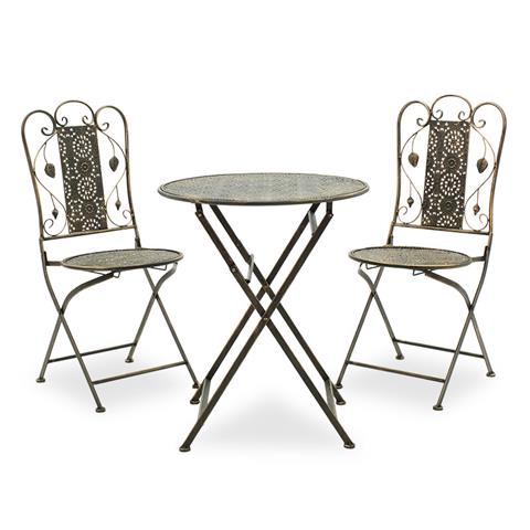 Drill pakoworld garden dining set 3pcs in copper antique color metal