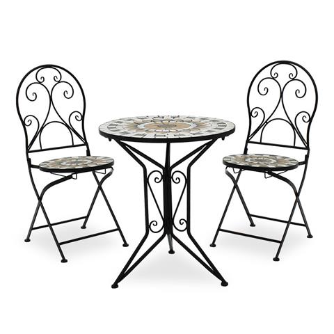 Mosaic pakoworld garden dining set set 3pcs metal black