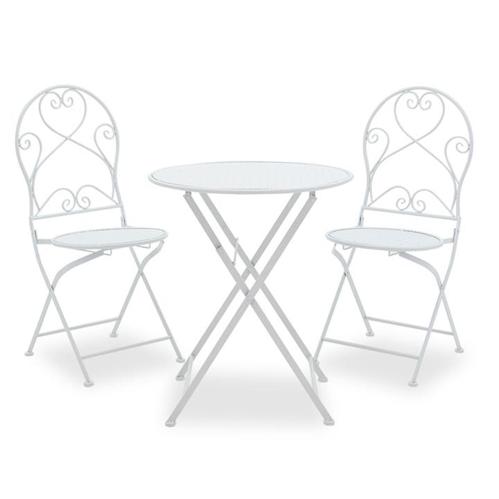 Garden dining set 3pcs Walen pakoworld white metal
