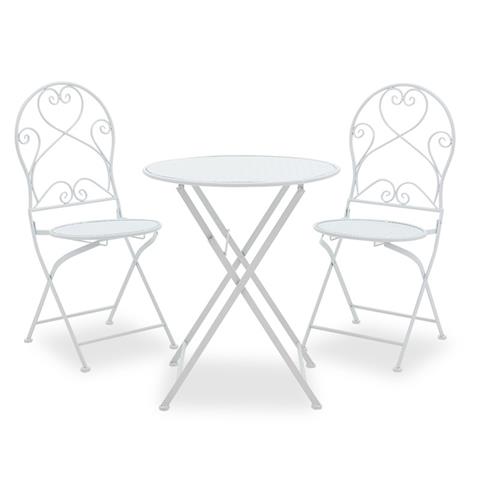 Garden dining set 3pcs Walen pakoworld white metal