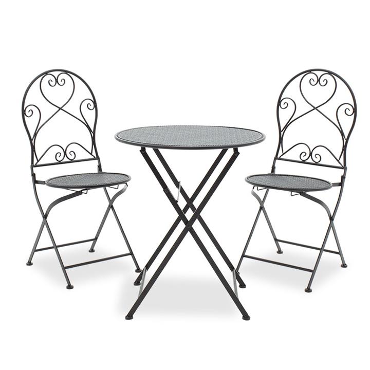 Garden dining set 3pcs Walen pakoworld black metal