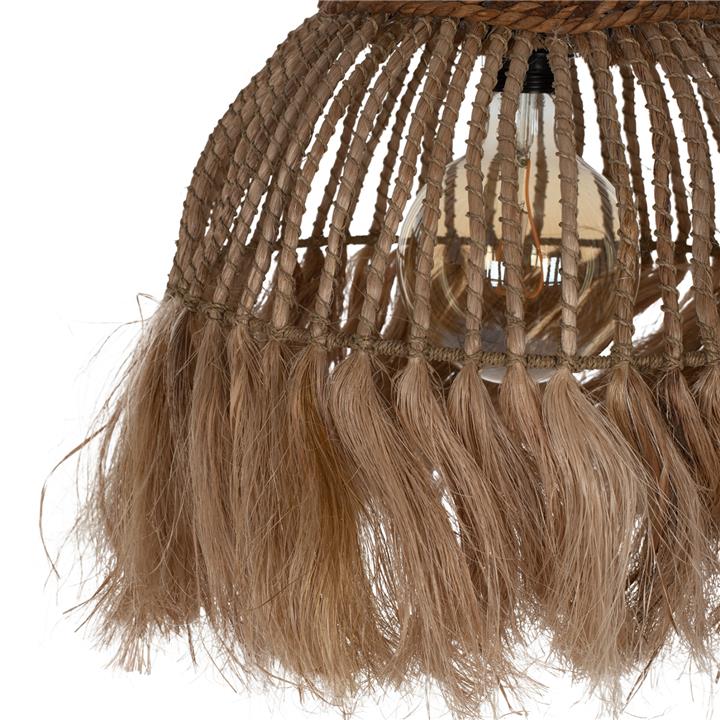 CEILING PENDANT MADE OF MANILA HEMP WITH FRINGES NATURAL COLOR 36x36x45Hcm.HM7751