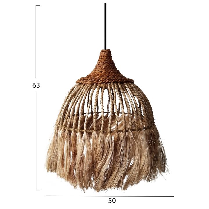 CEILING PENDANT WITH ABACA FIBERS CAP NATURAL COLOR 50x50x63Hcm.HM7752