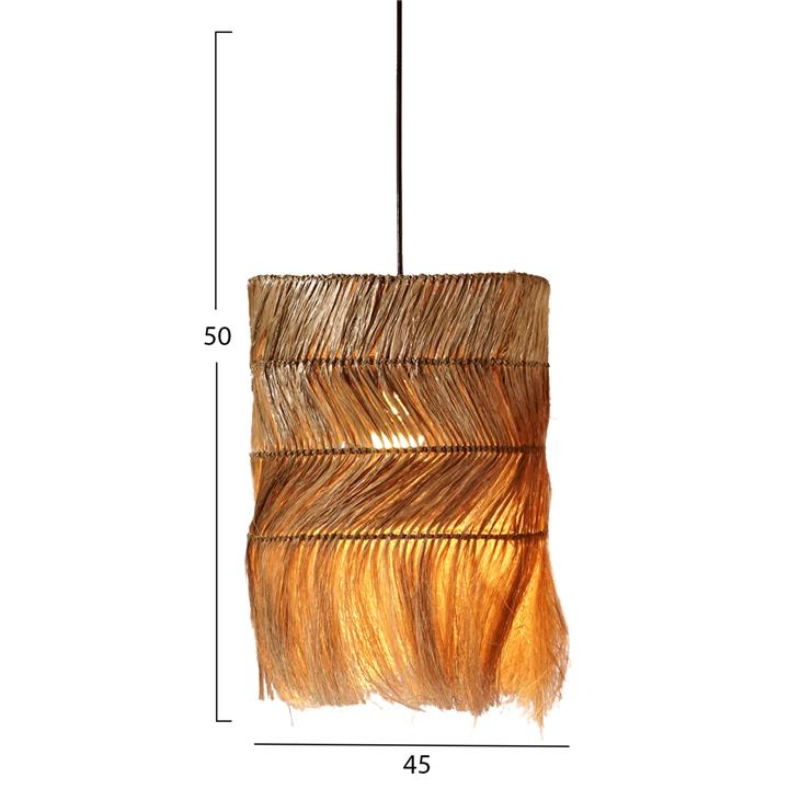 CEILING PENDANT WITH CYLINDRICAL CAP MADE OF ABACA FIBERS NATURAL COLOR 45x45x50Yεκ.HM7757