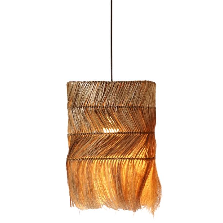 CEILING PENDANT WITH CYLINDRICAL CAP MADE OF ABACA FIBERS NATURAL COLOR 45x45x50Yεκ.HM7757