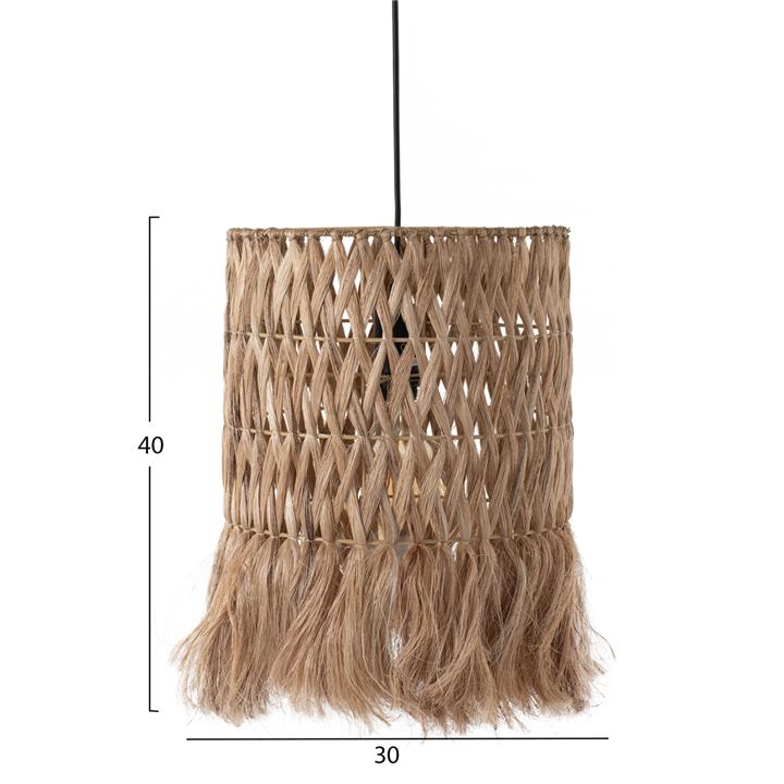 CEILING PENDANT WITH CYLINDRICAL CAP MADE OF ABACA FIBERS IN NATURAL COLOR 30X30X40Hcm.HM7781
