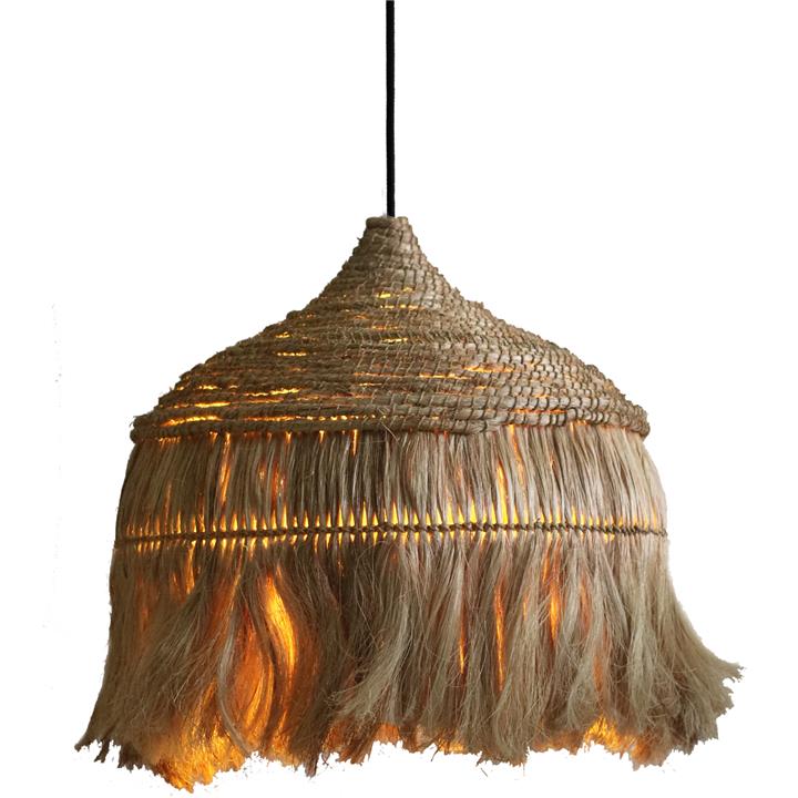 CEILING PENDANT WITH ABACA FIBERS CAP IN NATURAL COLOR 50x50x35Hcm.HM7777