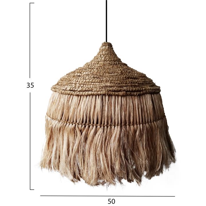 CEILING PENDANT WITH ABACA FIBERS CAP IN NATURAL COLOR 50x50x35Hcm.HM7777