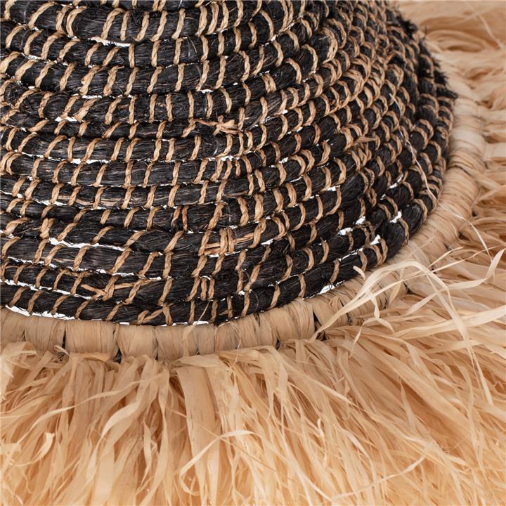 CEILING PENDANT MADE OF SISAL AND ABACA FIBER CAP IN NATURAL-BLACK 50x50x20Hcm.HM7789