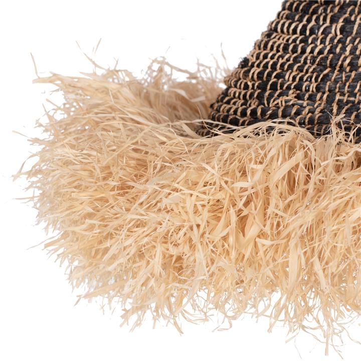 CEILING PENDANT MADE OF SISAL AND ABACA FIBER CAP IN NATURAL-BLACK 50x50x20Hcm.HM7789