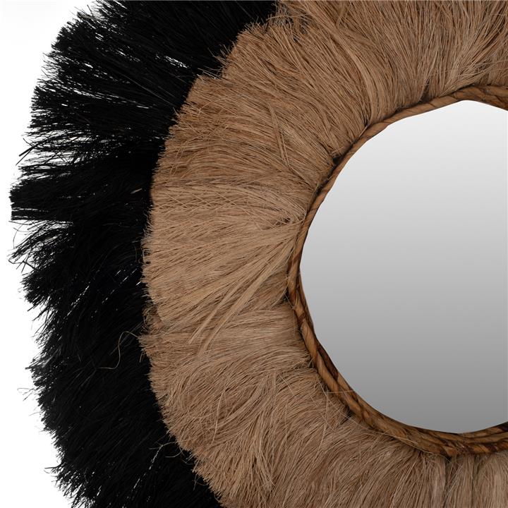 MIRROR ROUND ABACA FIBERS FRAME IN NATURAL AND BLACK COLOR 70x4x70Hcm.HM7737