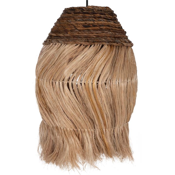 CEILING PENDANT OBLONG CYLINDRICAL CAP MADE OF ABACA FIBERS IN NATURAL 30x30x45Hcm.HM7763