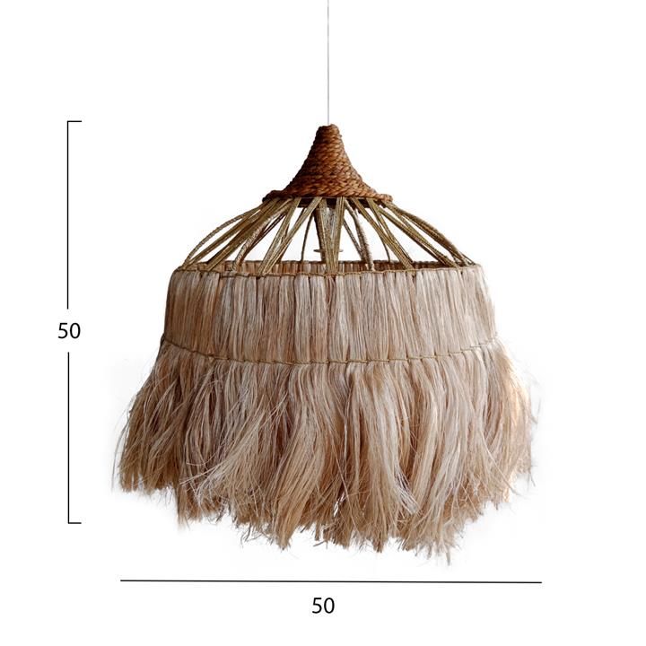 CEILING PENDANT WITH CYLINDRICAL CAP ABACA FIBERS IN NATURAL 50x50x50Hcm.HM7764