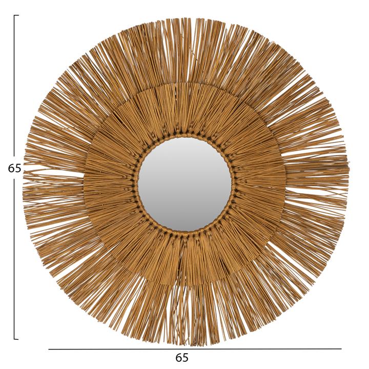 WALL MIRROR ROUND WITH MENDONG GRASS FRAME IN GOLD COLOR Φ65cm.HM7801