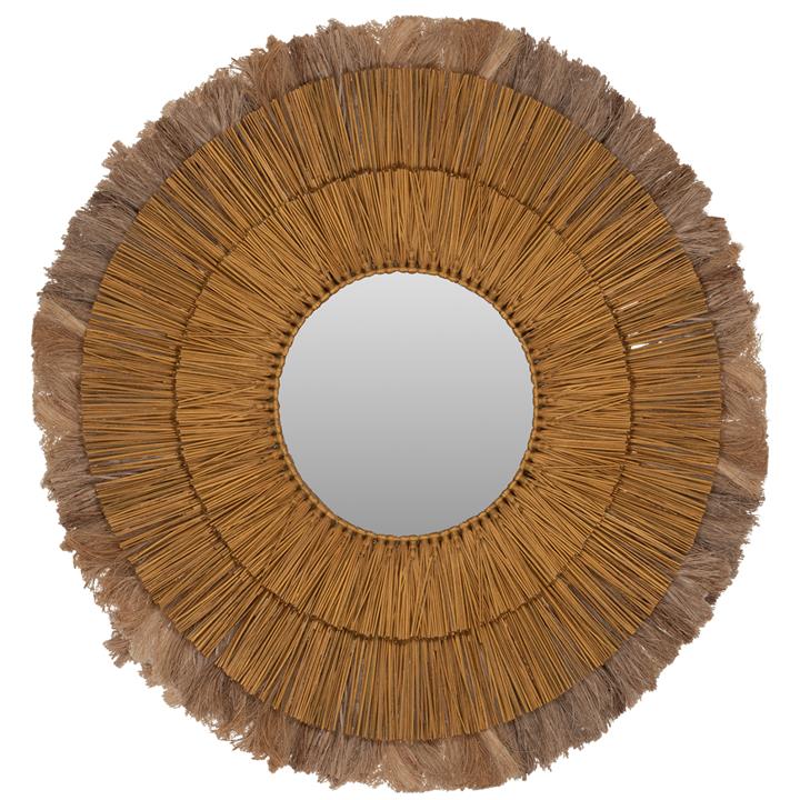 WALL MIRROR ROUND MENDONG GRASS AND ABACA FIBERS IN NATURAL&GOLD 80x4x80Hcm.HM7797
