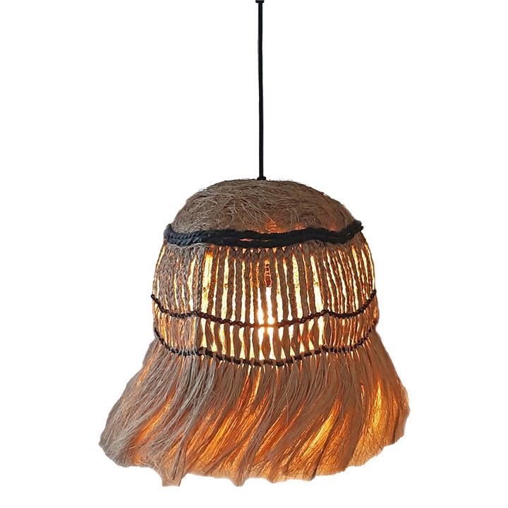 CEILING PENDANT SPHERICAL WITH FRINGES ABACA FIBERS IN NATURAL COLOR Φ40x35-80Hcm.HM7805