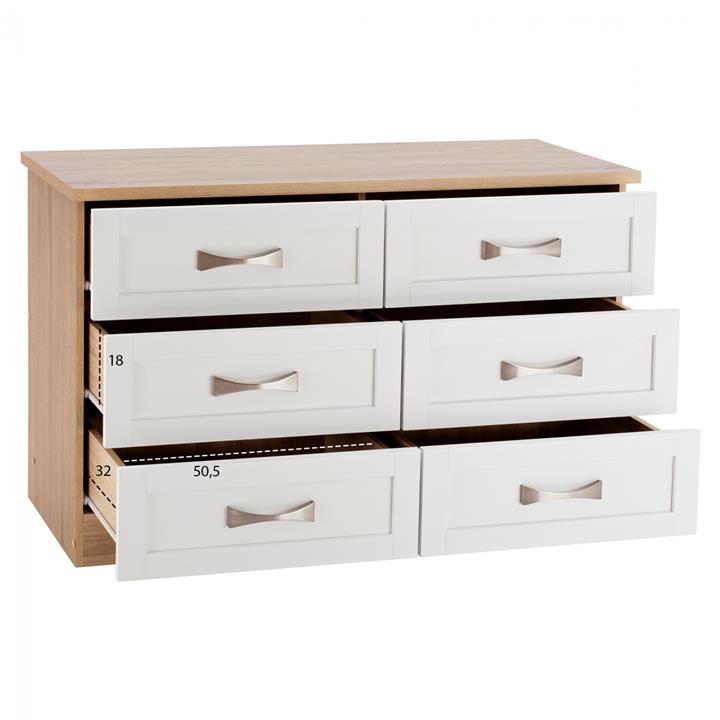 Bedroom toilet -drawer HM317.06 with 6 drawers Sonama-white 120x40x76cm