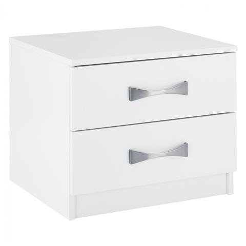 NIGHT STAND WITH 2 DRAWERS AND SILVER HANDLE HM2235.05 ΛΕΥΚΟ 48x40,5x41,5Ycm.