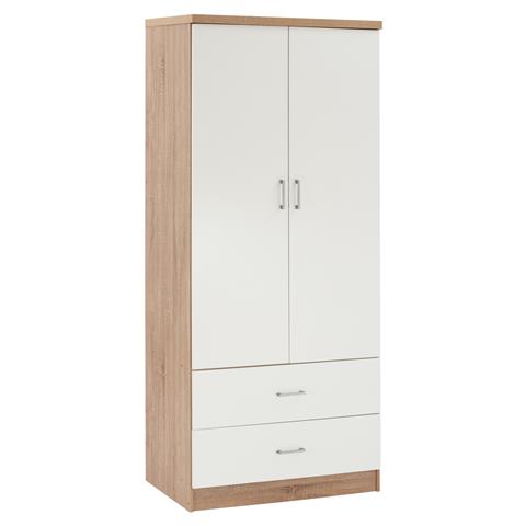 WARDROBE 2 DOORS WITH 2 DRAWERS HM338.06 SONAMA-WHITE 80Χ42,5Χ180,5Υ cm.