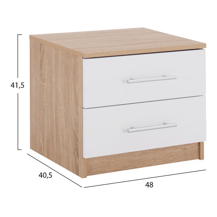 NIGHT STAND HM2220.06 SONAMA-WHITE 48x40,5x41,5 cm.