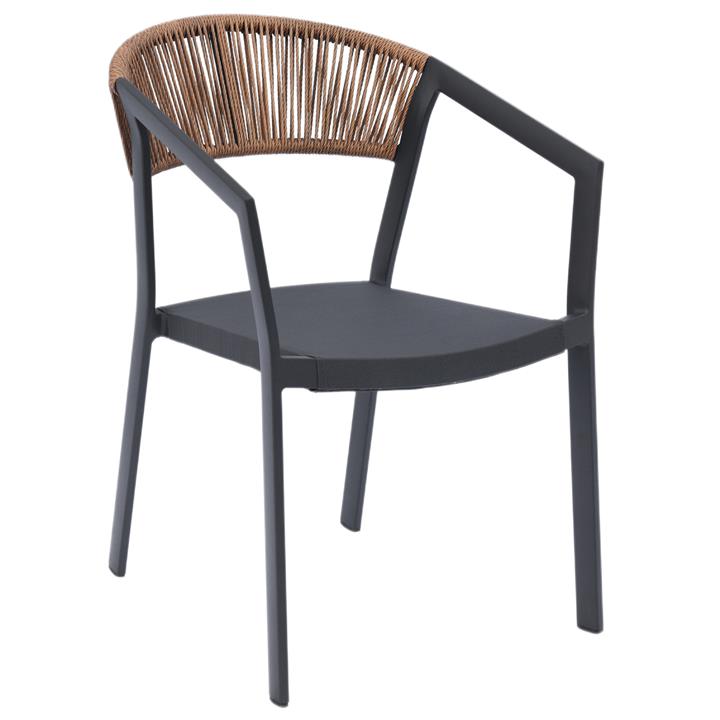 ARMCHAIR ALUMINUM PROFESSIONAL ANTHRACITE PE RATTAN TEXTLINE SEAT 45x63x82Hcm.HM5891.01
