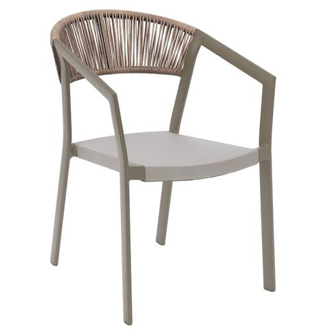 ARMCHAIR ALUMINUM PROFESSIONAL CHAMPAGNE-COLORED PE RATTAN TEXTLINE WHITE 45x63x82Hcm.HM5891.03