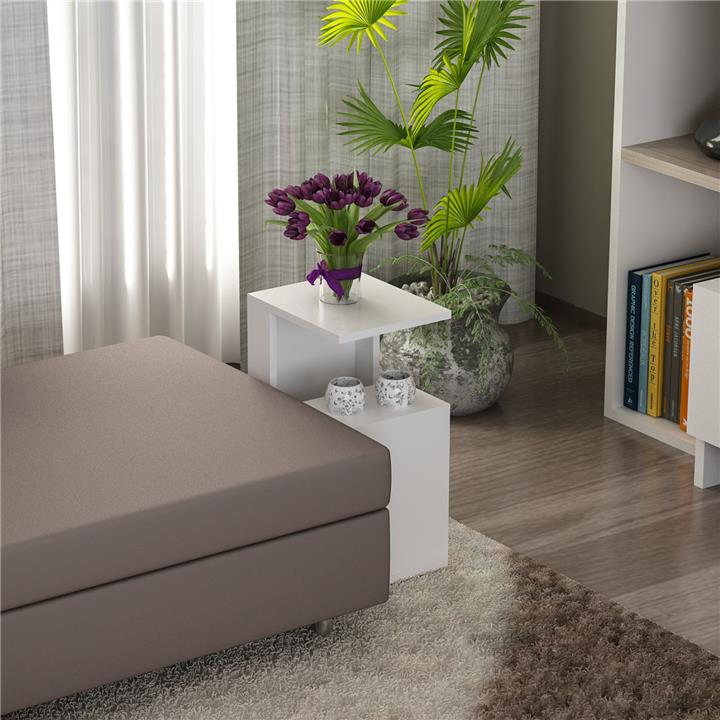 SIDE TABLE DAWN MELAMINE WHITE 35X29,5X60Hcm.HM8880.11
