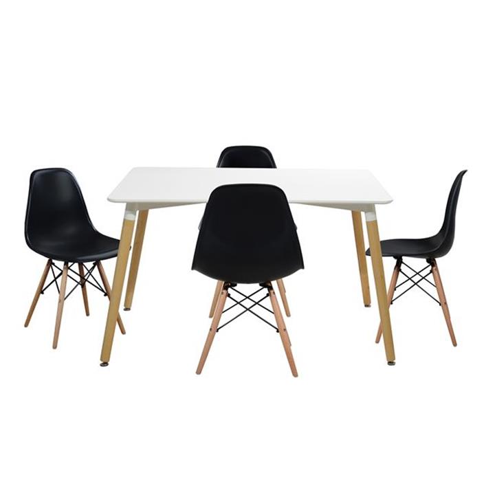 Set dining table 5 pieces Table minimal 120x80x73 cm- Twist Black HM10080.02