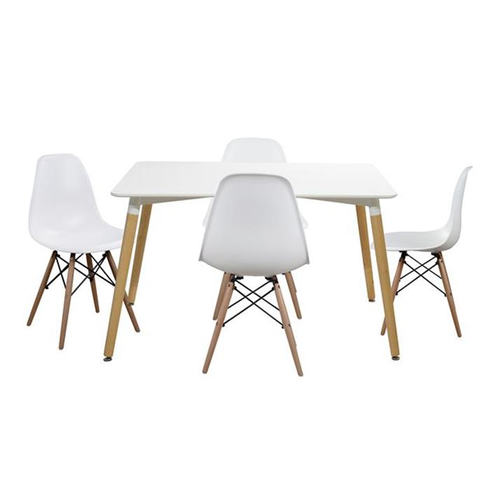 Set dining table 5 pieces Table minimal 120x80- Twist White HM10080.01