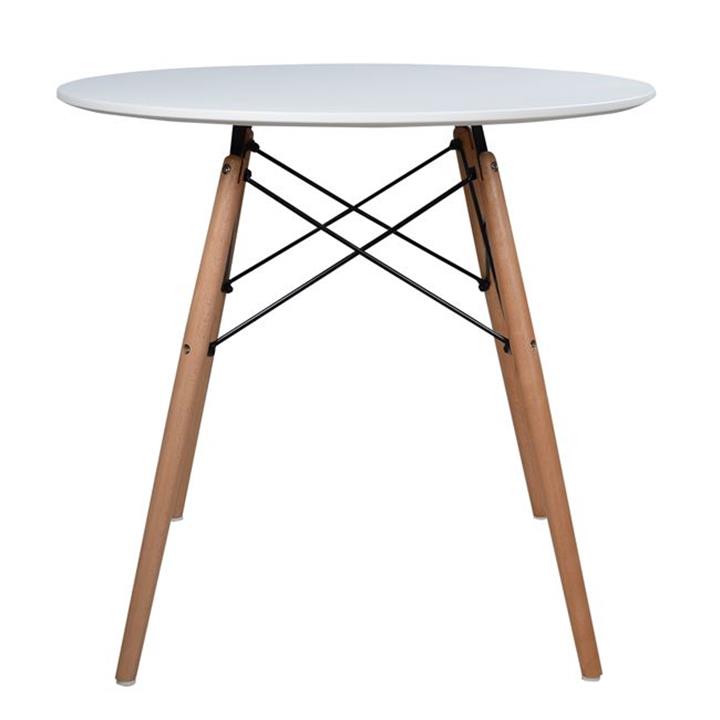 Dining Table Minimal HM0059.01, White, Φ80x72cm, beech legs