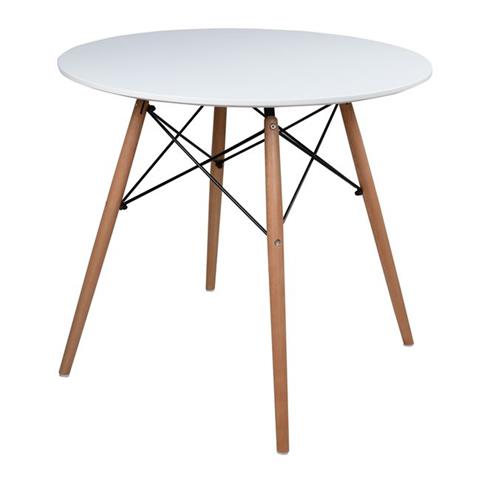 Dining Table Minimal HM0059.01, White, Φ80x72cm, beech legs