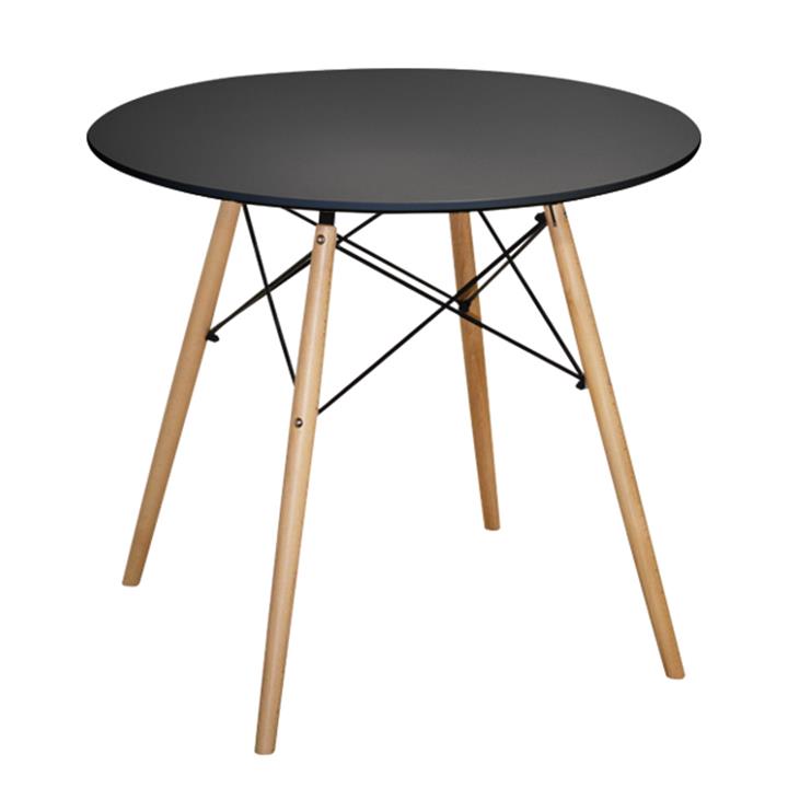 Dining Table Minimal HM0059.02, Black, Φ80x72cm, beech legs