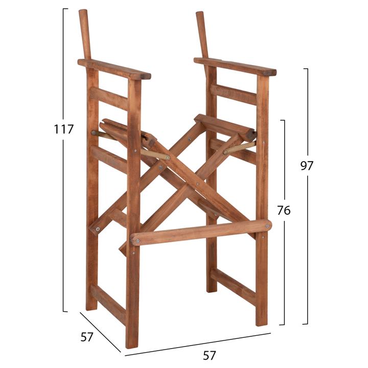 DIRECTOR'S BAR STOOL PALMER IN WALNUT-IMPREGNATED FRAME ONLY HM5578.01 57x57x117Hcm