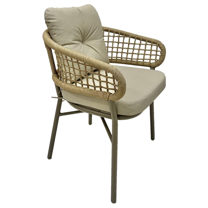 ARMCHAIR ALUMINUM MOCHA PROFESSIONAL RATTAN & CUSHIONS BEIGE 57x61x74Hcm.HM5863.02
