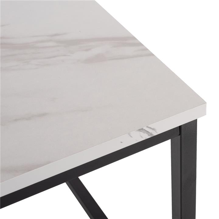 COFFEE TABLE BRAYLEN HM8942.12 SQUARE MELAMINE IN WHITE MARBLE LOOK 75x75x43Hcm.