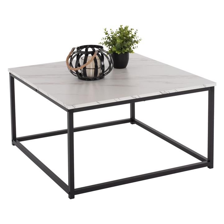 COFFEE TABLE BRAYLEN HM8942.12 SQUARE MELAMINE IN WHITE MARBLE LOOK 75x75x43Hcm.