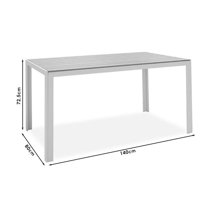 Nares pakoworld table aluminum white-polywood natural 140x80x72.5cm