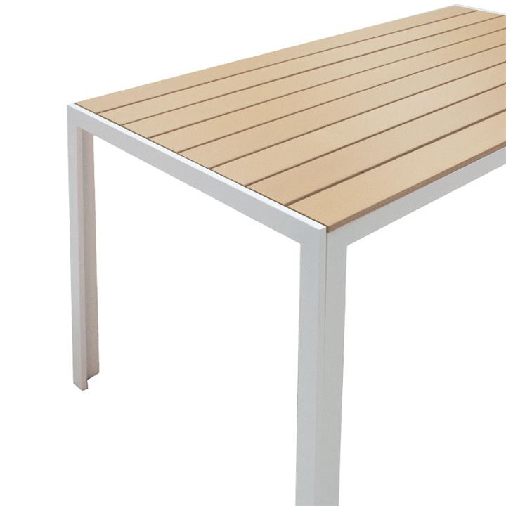 Nares pakoworld table aluminum white-polywood natural 140x80x72.5cm